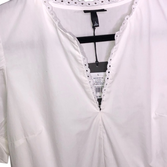 Who What Wear DemiTiered White Puff Short Sleeve Dress w/Pockets Size Large - Picture 3 of 12
